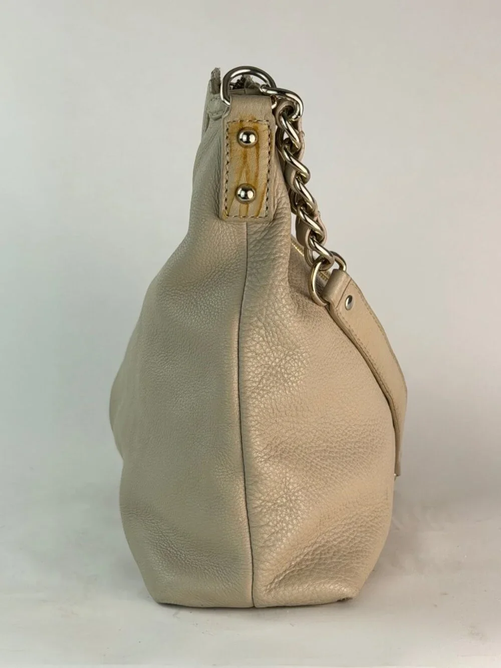 Kate Spade Cream Pebbled Leather Hobo Bag Gold Chain Shoulder Strap